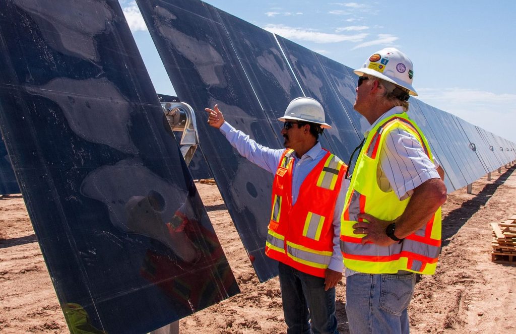 Solar panels in a field