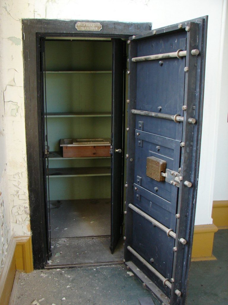 heavy secure vault door with digital security technology